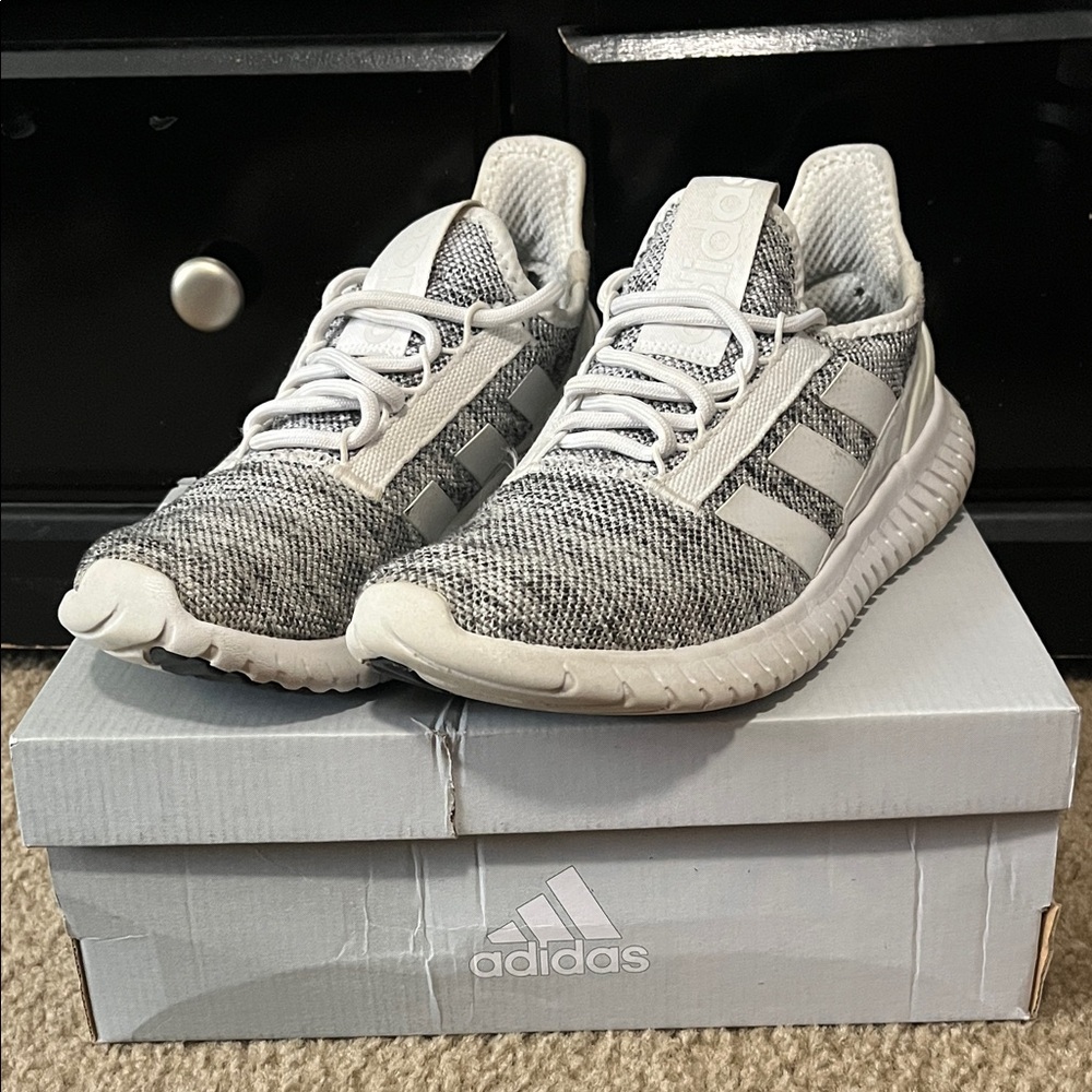 Adidas Kids Gray and White Sneakers